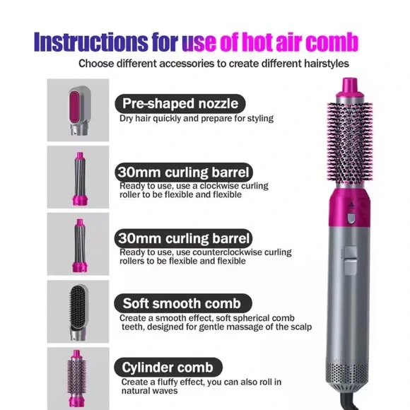 5-1 curling wand hair dryer set air wrap professional kit - Picture 6 of 6